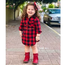 Рождественское платье для новорожденных девочек 12 мес.-4 лет, красные хлопковые вечерние платья принцессы в клетку с длинными рукавами, настоящая фотография для девочек