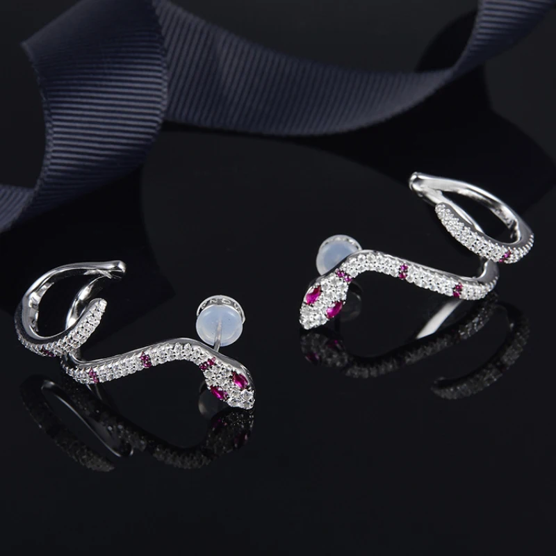 

Trendy Temperament Snake Stud Earrings in Sterling Silver with Zircon Earrings Fits APM Monaco Jewelry with Women's Gift