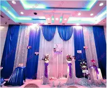 Free DHL Wedding Backdrop Props 3*6m Sequins Edge Fabric Satin Drape wedding Backdrop Curtain Party Stage Celebration Favors