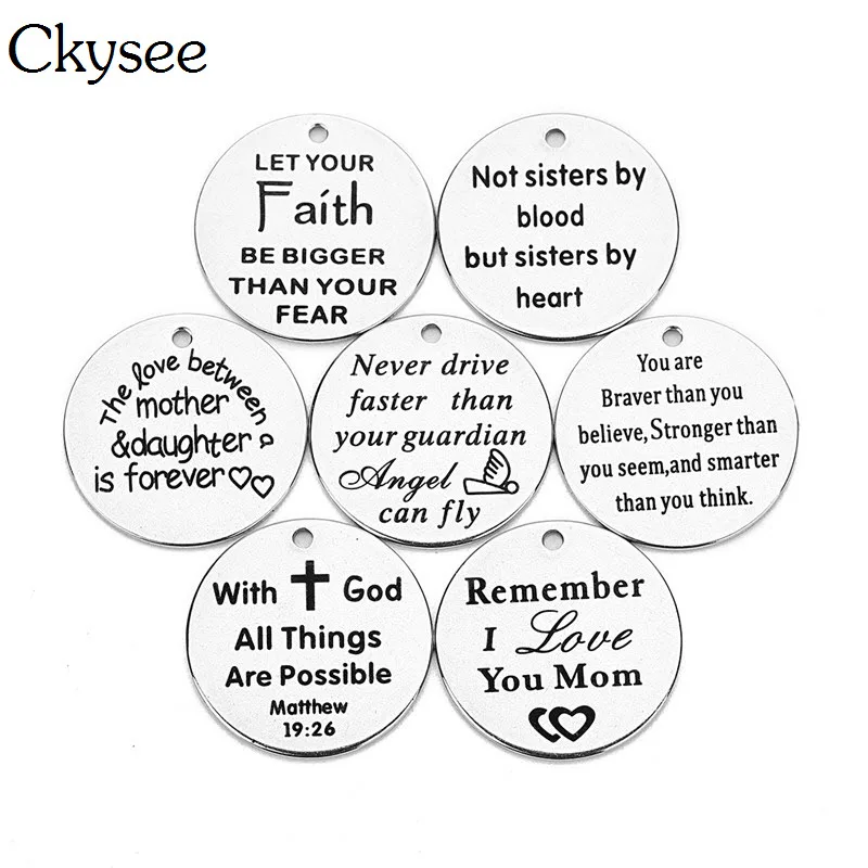 Ckysee 5Pcs/lot 20mm Dia Round Stainless Steel Charms Pendant