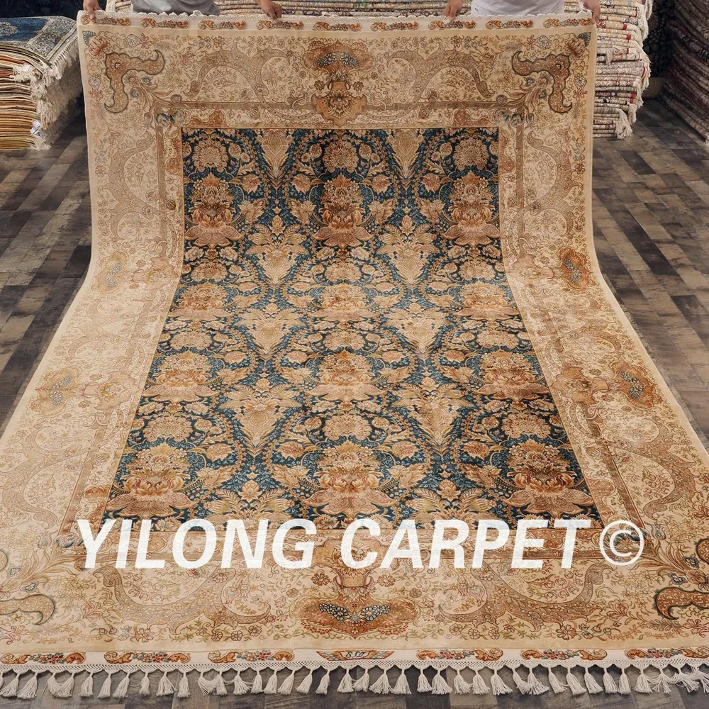 Yilong 7.2 x10.6 2' традиционных восточных handknotted ручной шелковые ковры(CQG44A7.2x10.2
