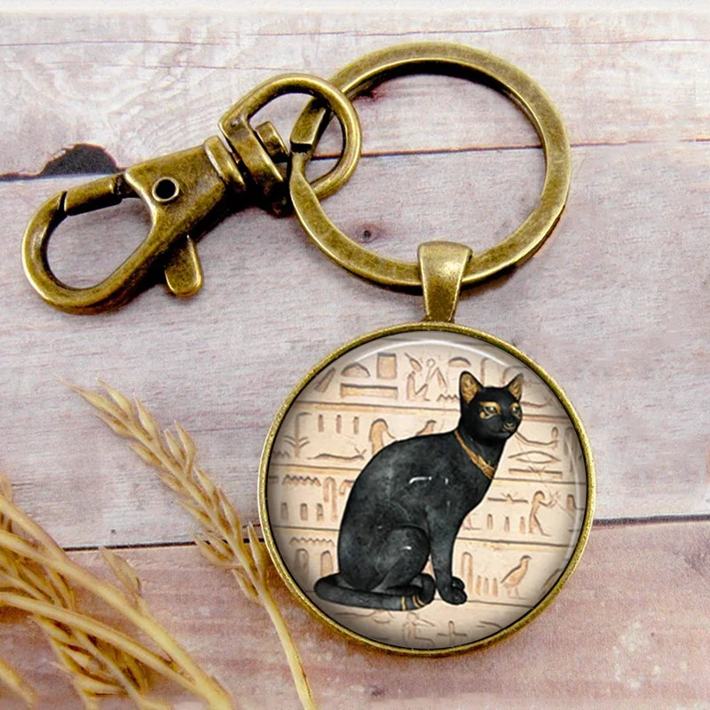 

Retro Cat Goddess Bastet Key Ring Key Chain Key Buckle Cat Photo Pendant Birthday Festival Anniversary Gift Jewelry Accessories