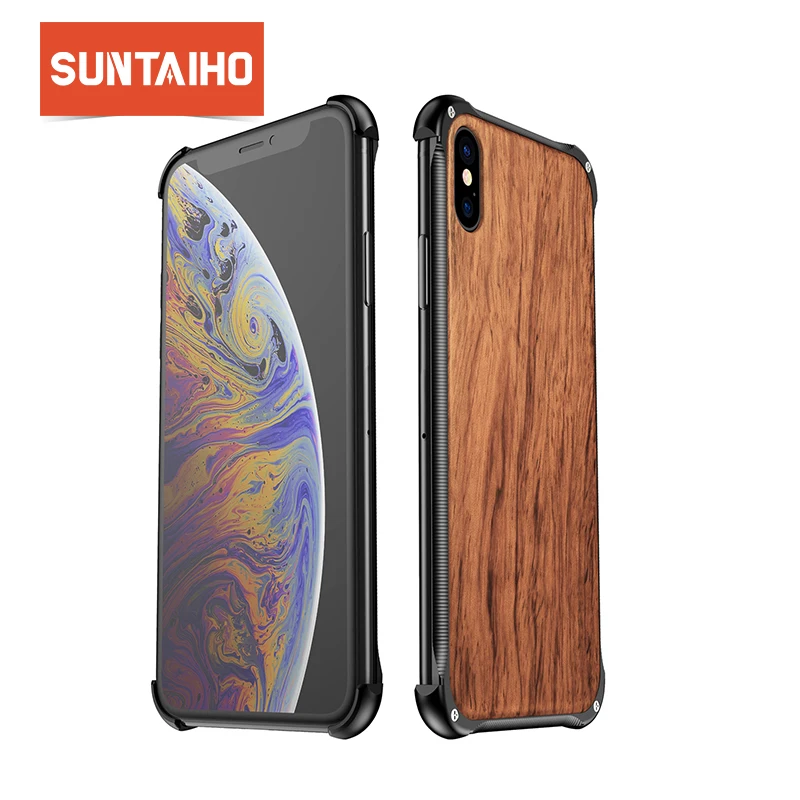 Suntaiho роскошный чехол с деревянной металлической рамкой для iphone XS Max чехол для iphone 7 Plus чехол для телефона XR X 7 8 чехол для iphone 8 Plus