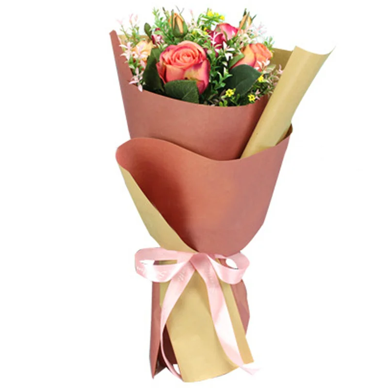 Double Color Floral Kraft Paper Flower Wrapping Paper Gift Packaging