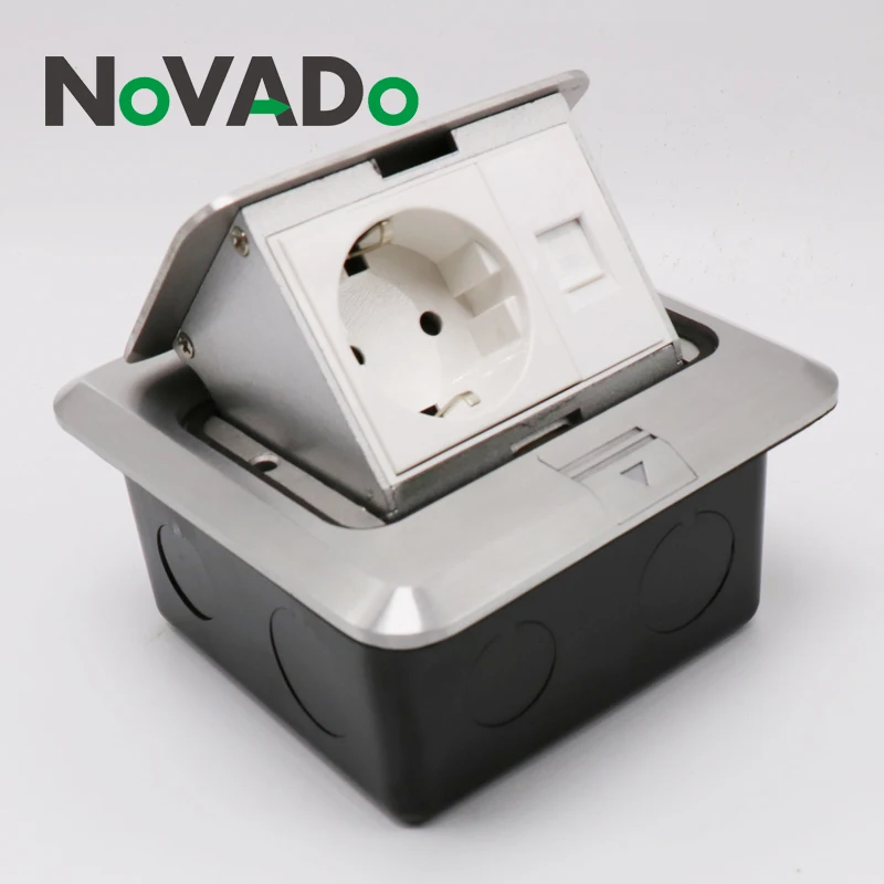 

General Purpose EU 2 Pin with PC Socket and EU 2 Pin with US Pin Socket Aluminum Floor Socket