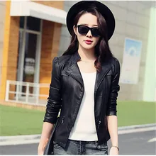 Женская Весенняя искусственная кожа, мото куртки, тонкая винтажная уличная парка, женская черная куртка и пальто Xxl