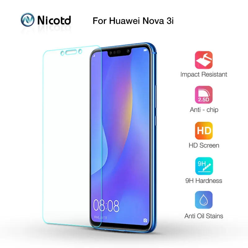 Nicotd 2.5D 9H Premium Tempered Glass For Huawei P Smart Plus + Screen Protector protective film For Huawei nova 3i 6.3 inch (2)