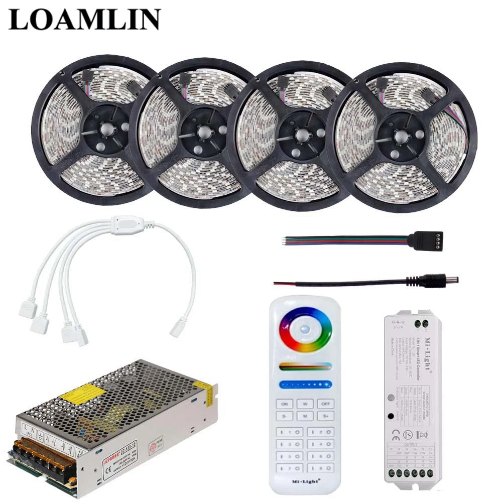

RGB Led Strip Light Tape 2835/3528SMD,Milight FUT089 8-Zone Remote Led Controller Power Transformer Kit 5M 10M 15M 20M