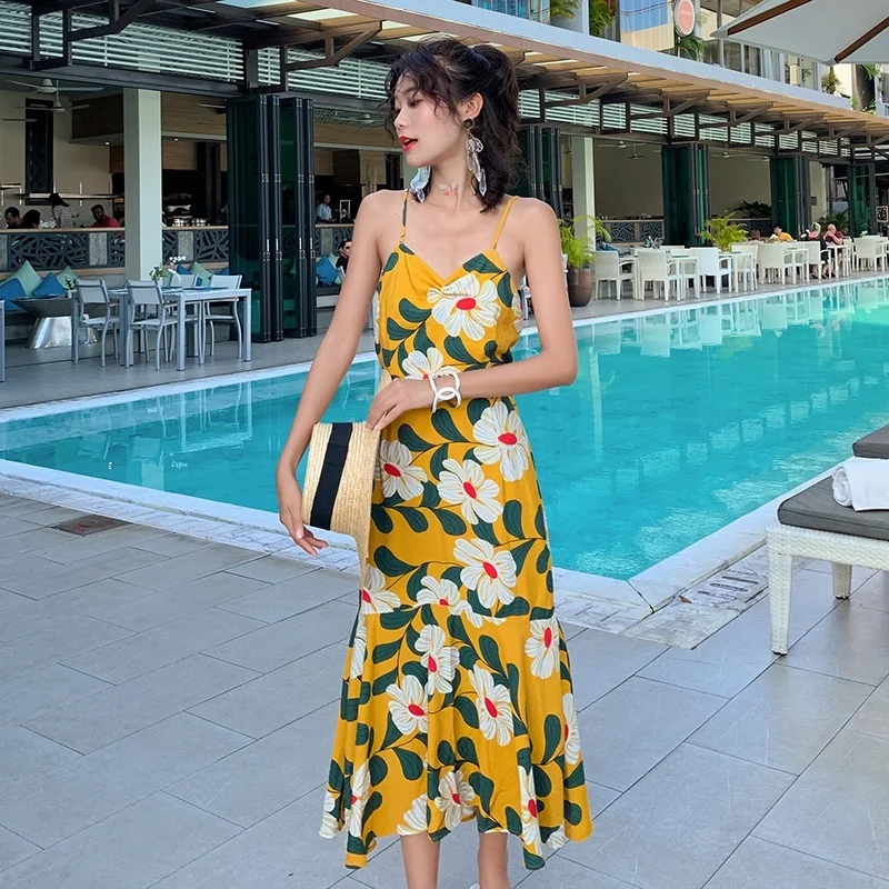 

Sexy Women Maxi Dress Beach Long Dresses Halter V-neck Sleeveless Sling Dress Women Clothing