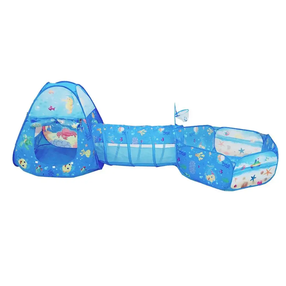 

3 in 1 Set Foldable Large Pool Kids Crawling Tunnel + Play Tents + Baby Ocean Ball Pool Children Game Toys Kids Play House Set