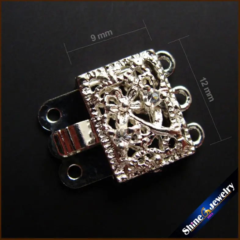 

2 pcs/lot Fitting 12x9mm Square Filigree Metal Copper Connector Clasps Jewelry Findings for Bracelet Necklace Diy Accessories