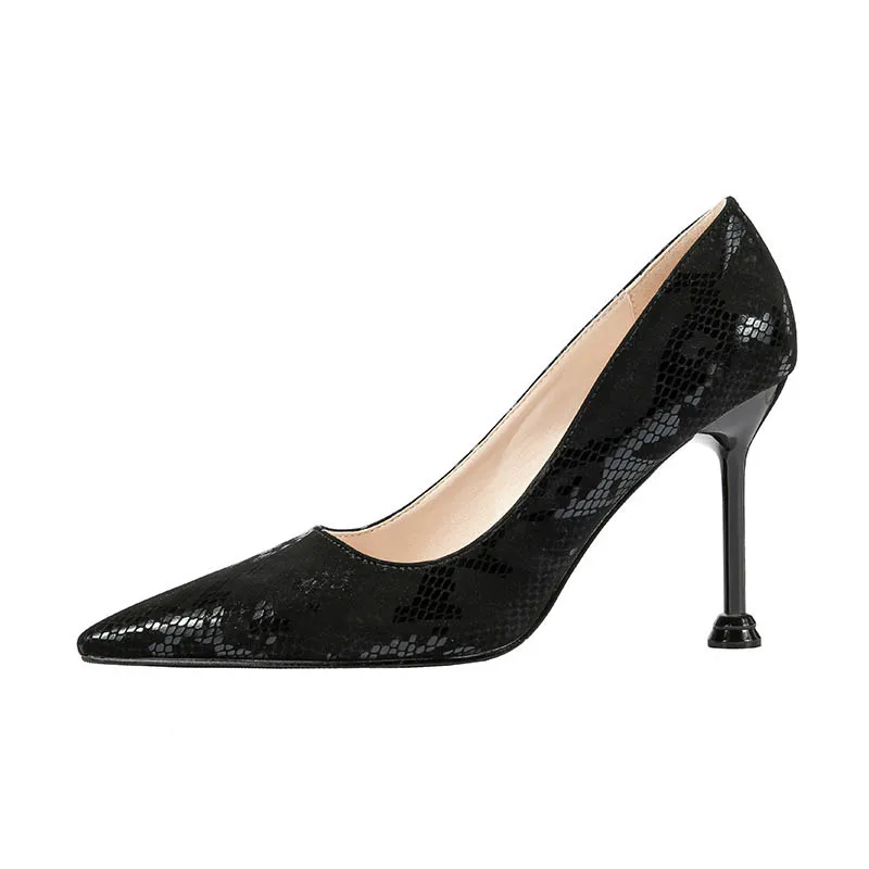

Women High Heels Shoes Serpentine road Pumps Pointed Toe Buckle Fashion work office wating Shoes hot sale S51 Heel 9.5cm