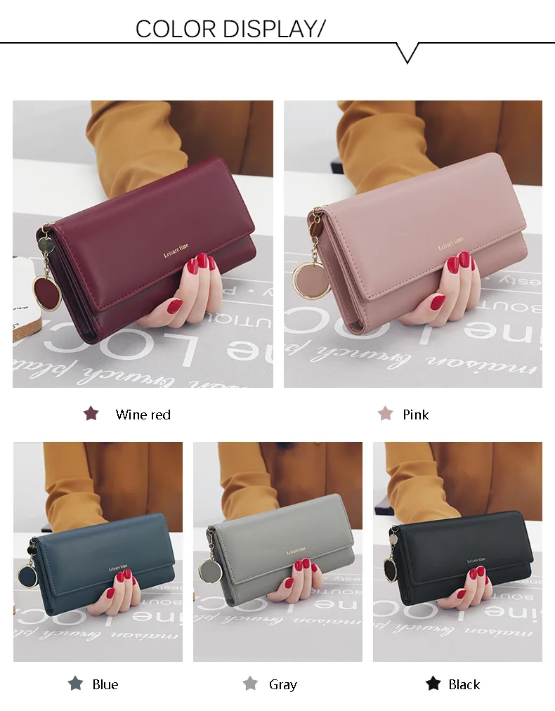 Nova moda feminina carteiras estilo longo multi-funcional