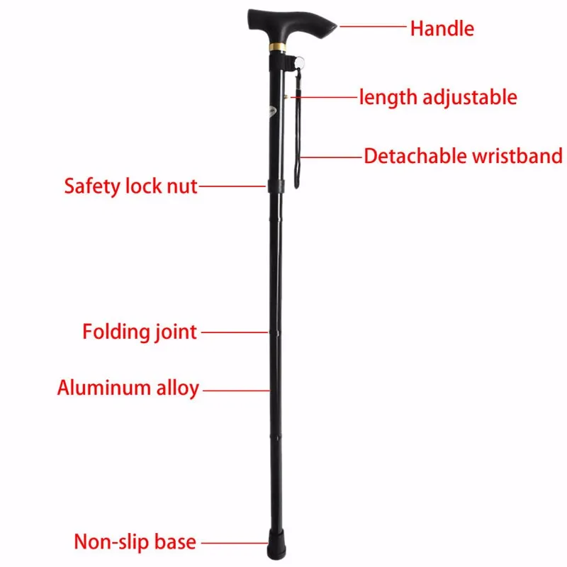 1 Pc plegable bastón senderismo Trekking rastro de aluminio 4-sección ajustable caña soporte de envío de gota 1 Pc plegable bastón senderismo Trekking rastro de aluminio 4-sección ajustable caña soporte de envío de gota