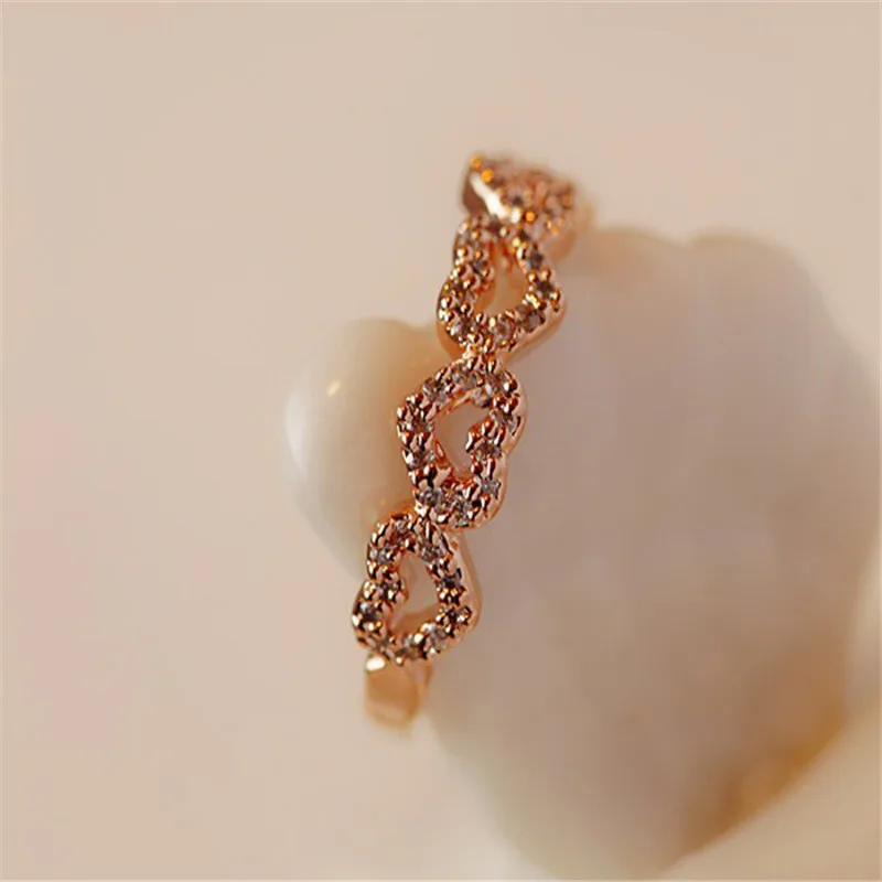 

Modyle 2019 New Fashion Rose Gold Color Heart Shaped Wedding Ring for Woman Drop shipping