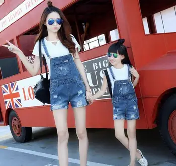 

Bag Hair Help New Jeans Female Fitness Hole Jeans Parent-Child Suspension with Korean Back Belt Shorts Maternal and Female Dress