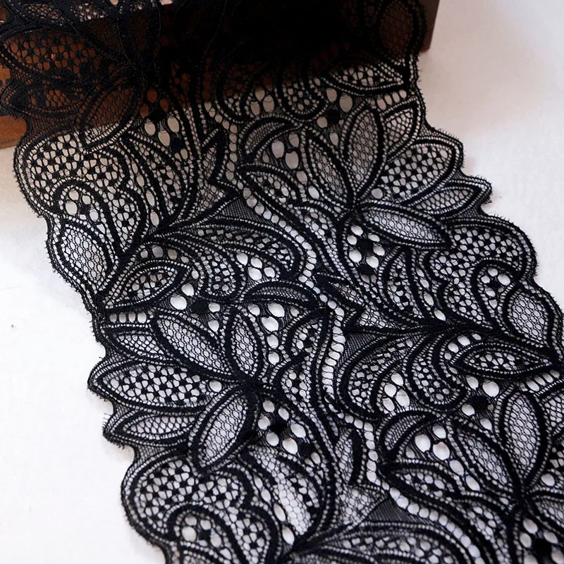 2 ярда 15,5 см широкие листья эластичный стрейч кружевной отделкой черный для бюстгальтера аксессуары для одежды платье Шитье аппликационный костюм кружевная ткань