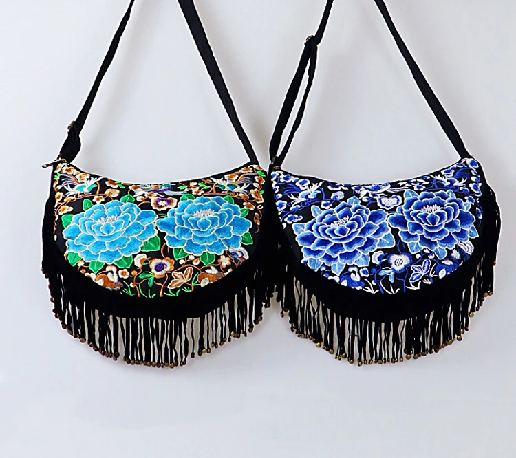 bags women shoulder crossbody bag fringe tassel handbags flower (9)