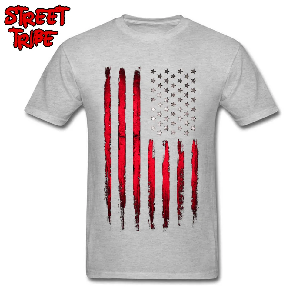 Brand New Boy T-shirts Crewneck Short Sleeve Cotton Fabric Camisa Tops Tees Custom Tops T Shirt Wholesale American stars and stripes flag Grunge grey