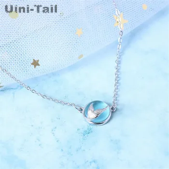 

Uini-Tail new 925 sterling silver mermaid tear necklace blue bubble Korean version of the simple fashion dynamic small fresh