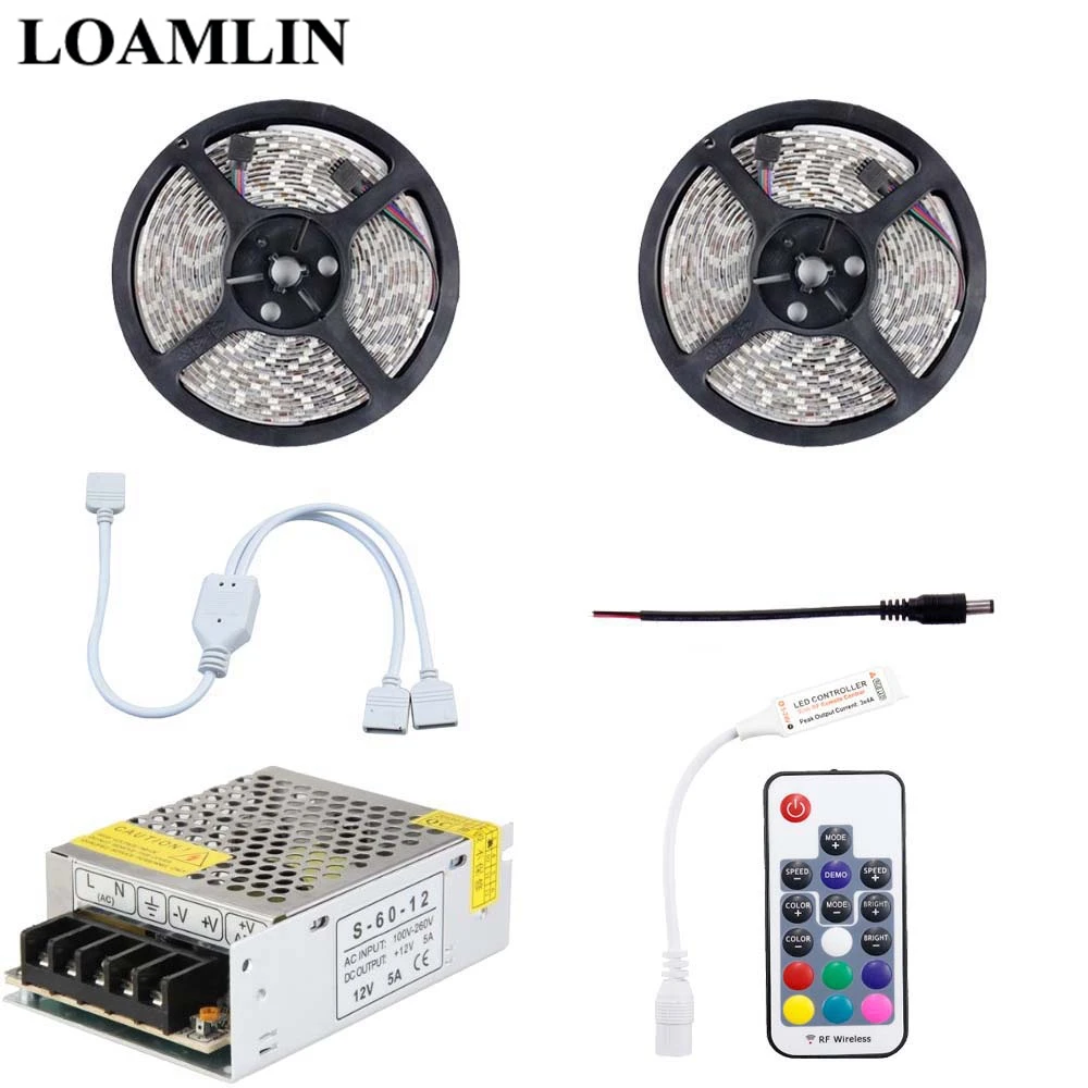 

RGB Led Strip Light SMD2835/3528 With 17Keys RF Mini Led Controller DC12V Power Supply Driver Kit 5M 10M