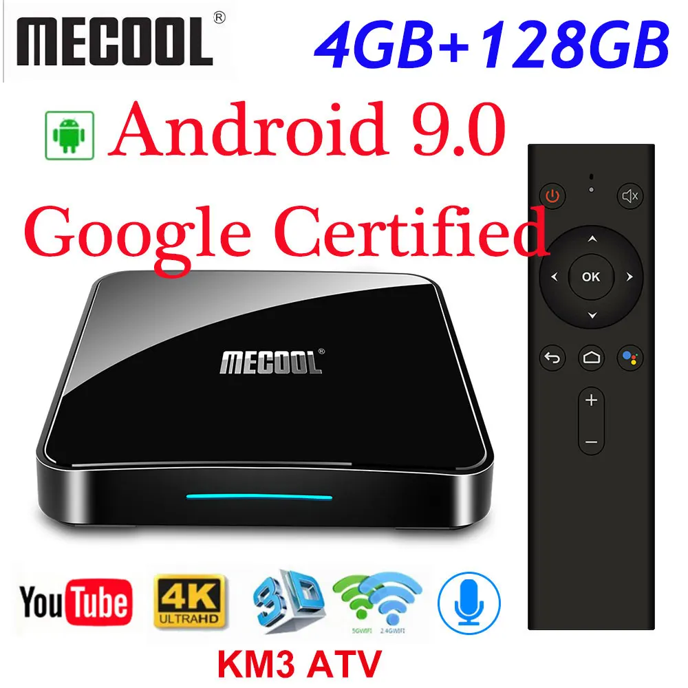 

Original Mecool KM3 ATV Google Certified Androidtv TV Box Android 9.0 S905X2 Voice Control 2.4/5G Wifi Streaming Media Player