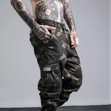 Мужские камуфляжные брюки-карго в стиле хип-хоп, повседневные мешковатые тактические брюки, брюки с несколькими карманами, хлопковые военные армейские мужские спортивные штаны для бега