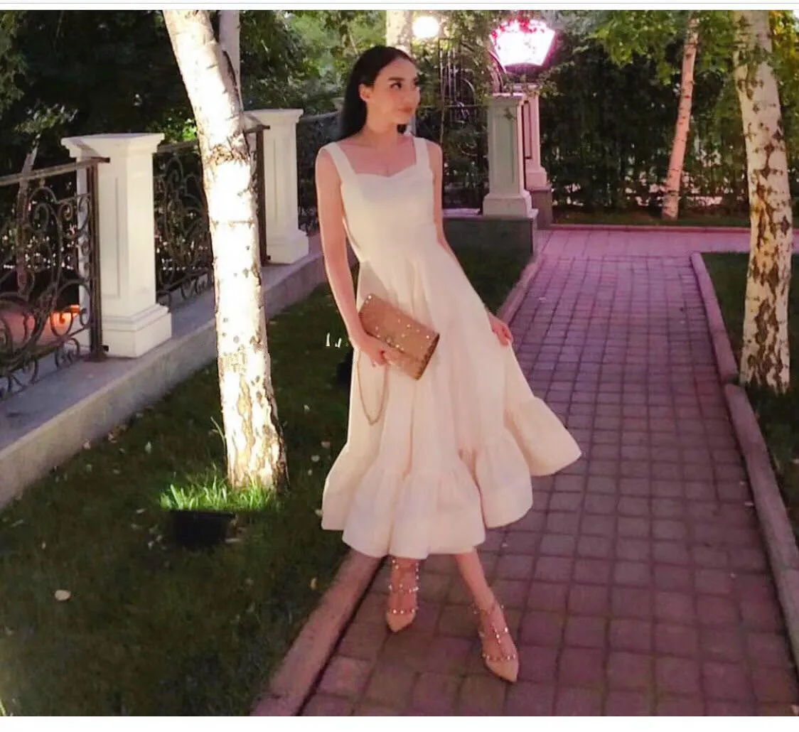 

2019 New Arrival Hot Sale Polyester A-line Women Dress Vestidos Mujer Summer Dress French Sling Retro A Word Lotus Leaf Female