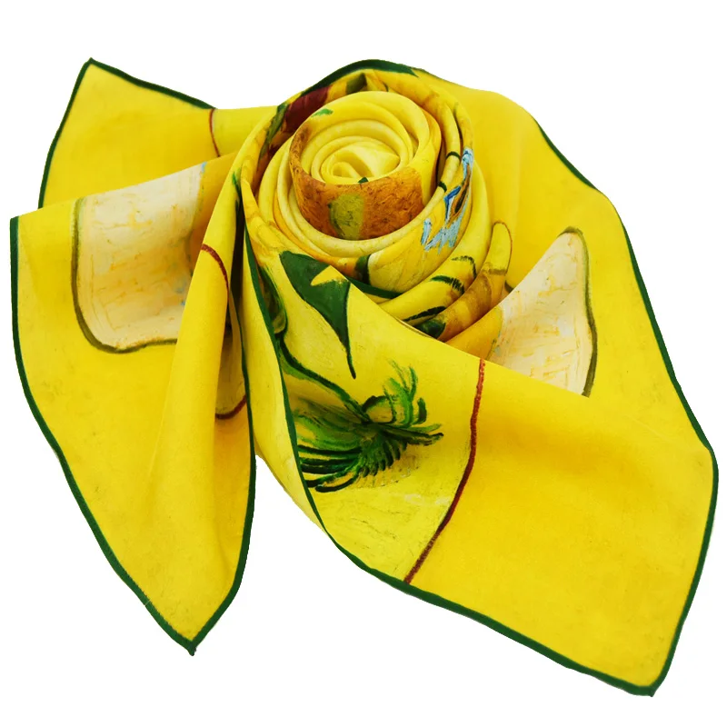 Роскошный бренд шелковый шарф для женщин Ван Гог знаменитая картина маслом Художественная мода шаль дизайнер хиджаб шарфы женские 160*40 см