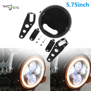 

5.75" LED Headlight Lamp Shell Bucket Housing Mount Bracket for Motorcycle Honda Shadow Kawasaki Vulcan Suzuki