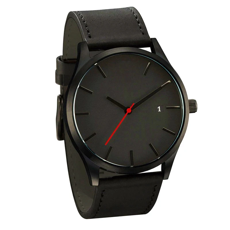 

Fashion Business Quartz Large Dial Watch For Men's Matte Belt Wrist Watches relojes watch strap leather