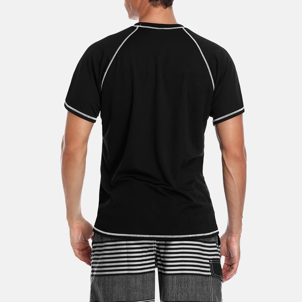 Rash Guard Surfing Swimsuit Attraco Men Rashguard Dry-Fit Short Shirt Men Diving Shirts Surf Rash Guards Top UPF 50+ Breathable Rashguard T-Shirt Beach Wear