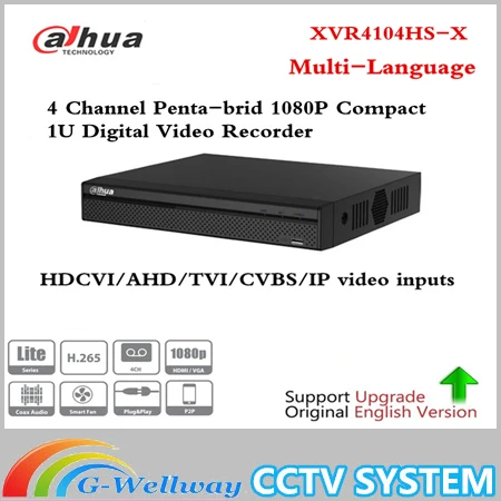 

Dahua Multi-Language DVR XVR 4 CH Penta-brid 720P Compact 1U Digital Video Recorder Supports HDCVI/AHD/TVI/CVBS/IP XVR4104HS-X