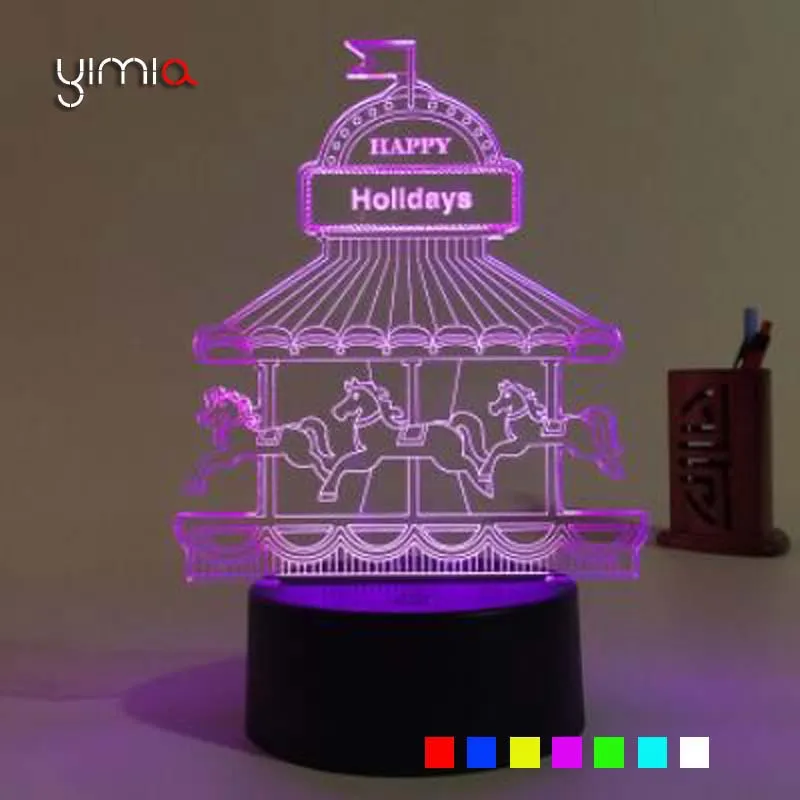 

YIMIA Creative Carousel 3D Acrylic Camera illusion LED Lamp USB Table Night Light Desk Living Room Bedside Decortion Lamp