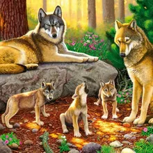 Волки СЕМЬЯ DIY живопись по номерам 24 Цвета Пигмент кисть Искусство Ручная роспись креативная цифровая картина маслом