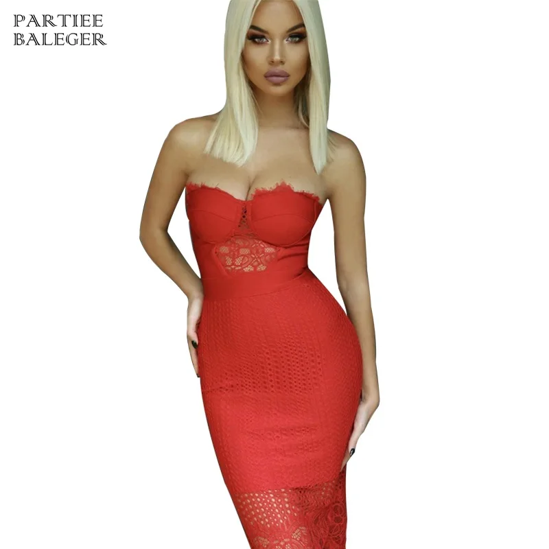 

2019 New Summer Sexy Elegant Graceful Off The Shoulder Strapless Lace Patchwork Sleeveless Celebrity Evening Party Bodycon Dress
