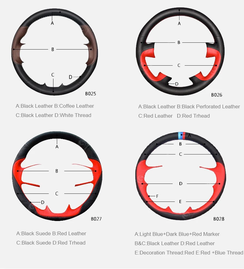 genuine leather customization steering wheel cover 05