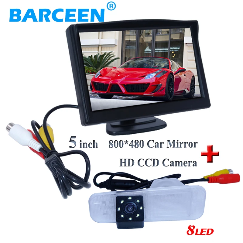 

LCD HD 5" car rear reversing monitor 800*480 color screen +glass lens material ccd car backup camera 8 led for Kia K2 Rio sedan