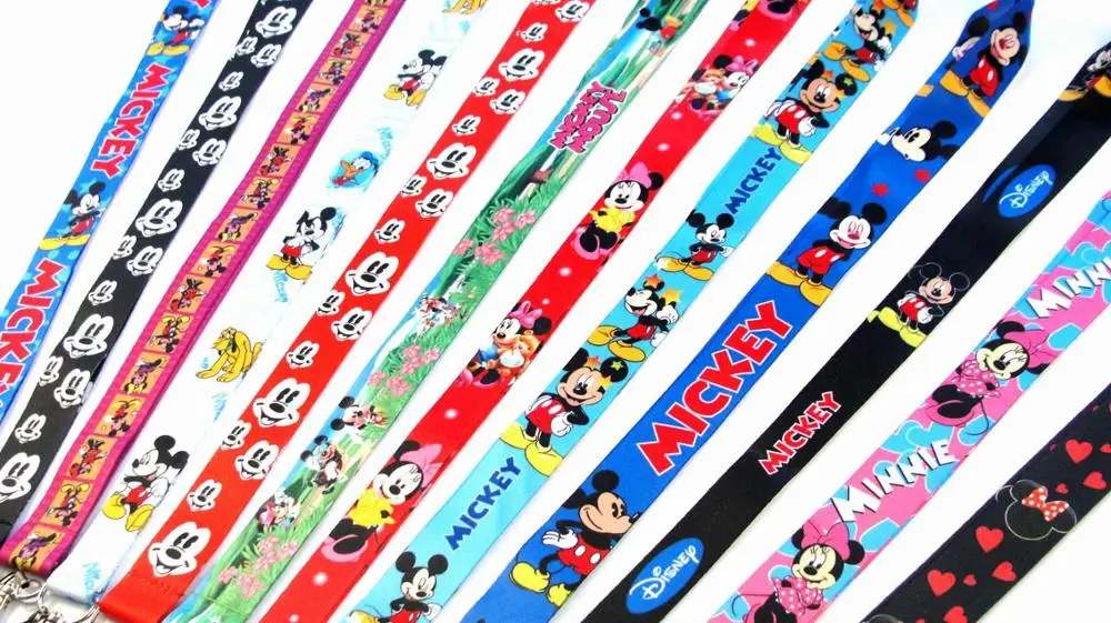 

120 PCS Mickey&Minnie Mouse key lanyards id badge holder keychain straps for mobile phone Free Shipping