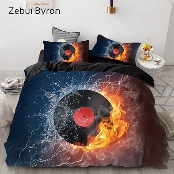 

3D Bedding Set Custom/Europe/USA Queen/King,Duvet Cover Set Black Record,Quilt/Blanket Cover Set Bedclothes Drop Ship
