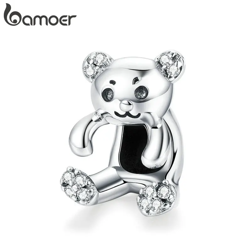 bamoer Zoo Collection Koala Panda Bear Charm Sterling Silver 925 Animal Metal Beads for Original Snake Bracelet Bijoux BSC093