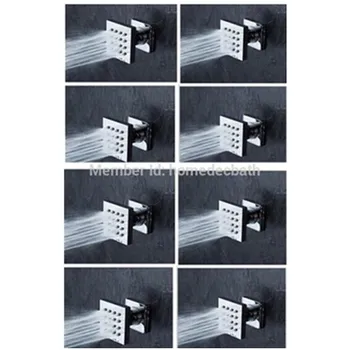 

8 pcs Bathroom Brass Shower Square Head Body Massage Spa Jets Sprayer Chrome Finish