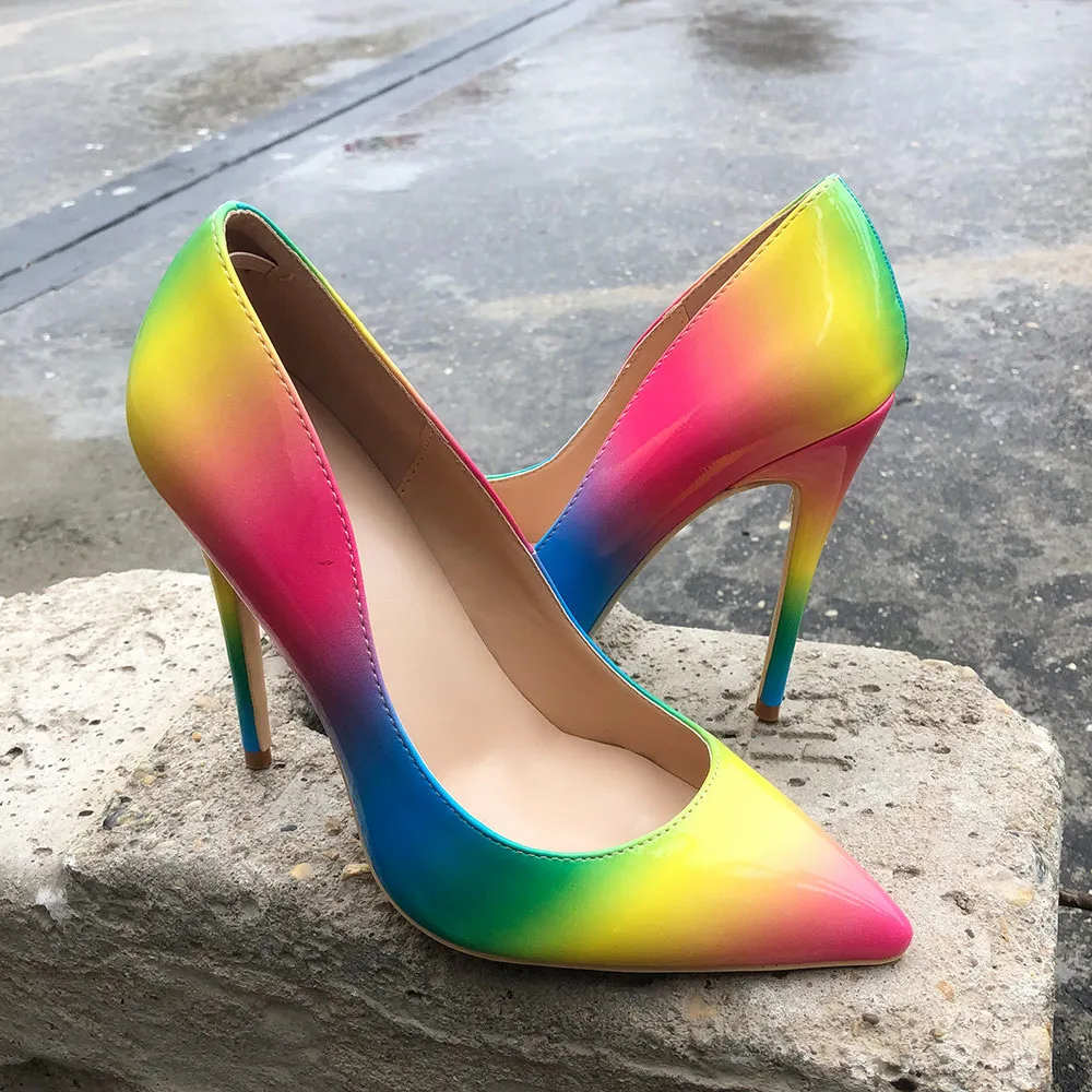 Veowalk/разноцветные женские пикантные туфли из лакированной кожи на высоком каблуке-шпильке; модные женские туфли-лодочки с острым носком; обувь для вечеринок