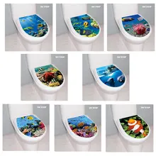 3D клоун Дельфин Коралл подводный мир сиденье для унитаза наклейки на стену «Пейзаж» Наклейка виниловая домашний декор ванная комната WC Наклейка Декор