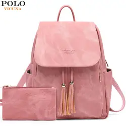 VICUNA POLO New Trendy Leather Backpacks for Teenage Girls Bolsa Feminina Mochila Women Backpack Tassel Shoulder Bags Bagpack VICUNA POLO New Trendy Leather Backpacks for Teenage Girls Bolsa Feminina Mochila Women Backpack Tassel Shoulder Bags Bagpack