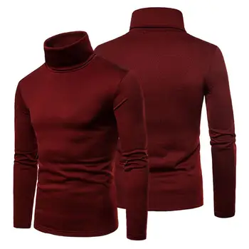 

Men Thermal Cotton High Neck Sweaters Stretch Turtleneck Shirt Tops