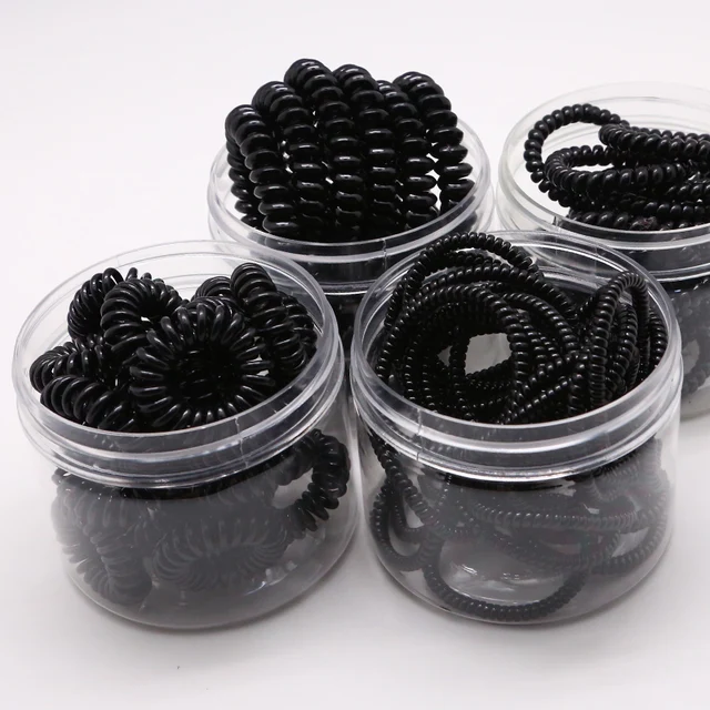 Black 10-30PCS/Lot 3-5CM Telephone Line Hair Ropes Girls Curls Elastic Hair Bands Women Ponytail Holder Tie Gum Hair Accessories 1