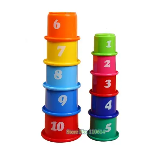 free shipping plastic baby educational stacking and nesting toy cups