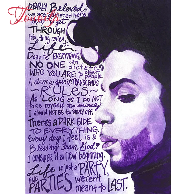 

2018 new Mosaic 5d Diamond Full spuare&round Diamond Painting Prince purple rain 5d DIY Diamond Embroidery Needlework Paintings