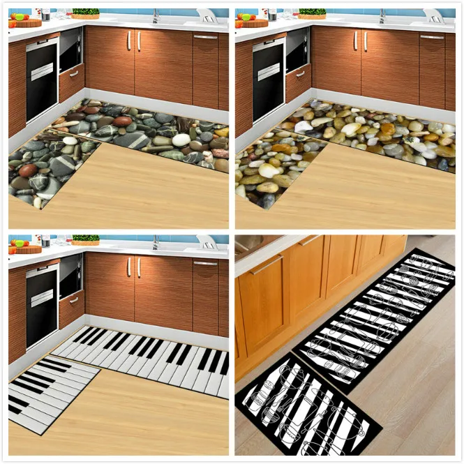 

New 3D Cobblestone Piano Cat Floor Mat Doormat tapete Plant Oil Absorption Kitchen Mat Bathroom Bedroom Carpet Front Door Rugs